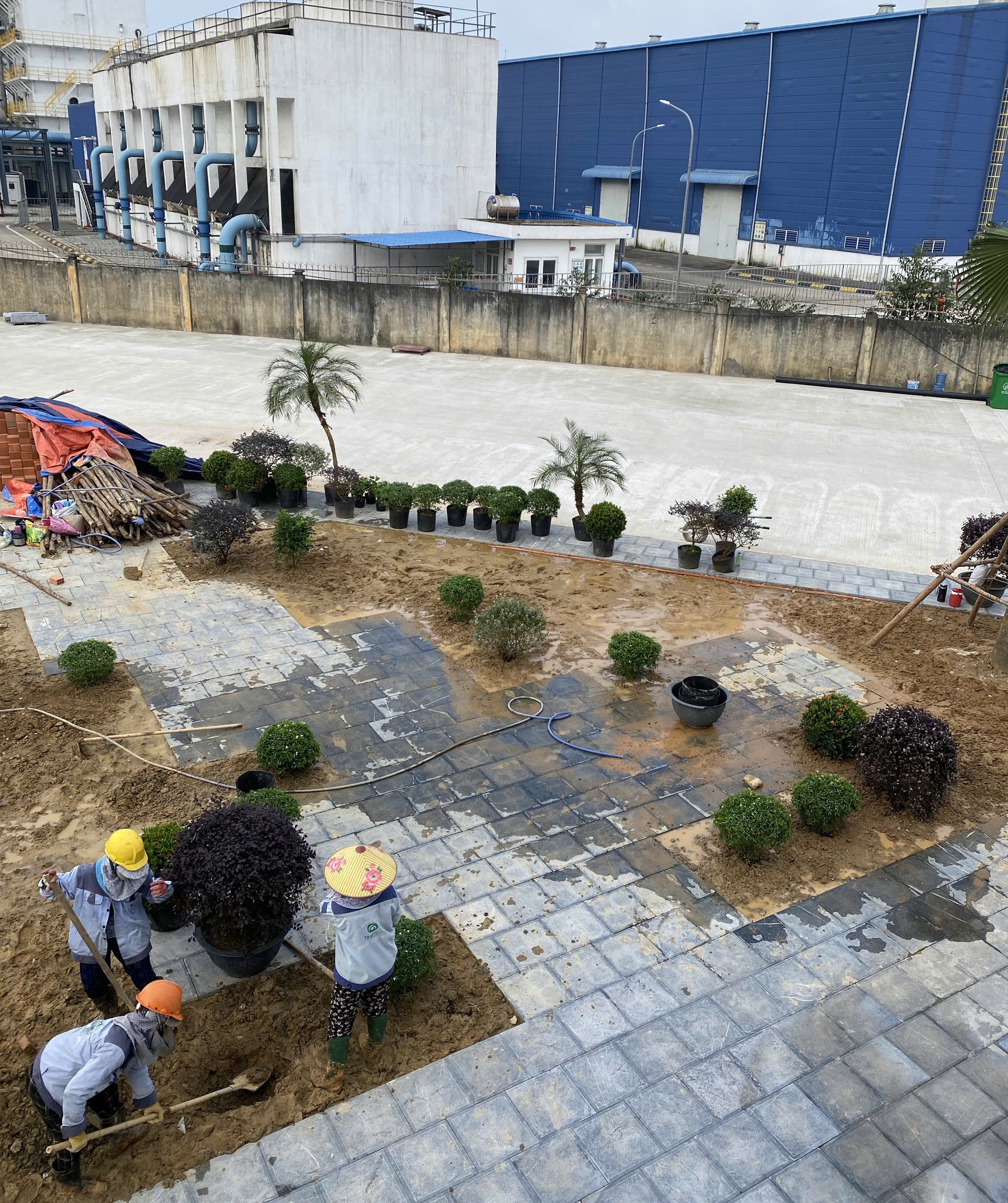 Thi công tiểu cảnh sân vườn nhà máy khu công nghiệp